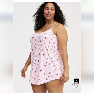 Super Soft Sleep Cami Mini Dress Pink Strawberry Stripe Pink Size 2x